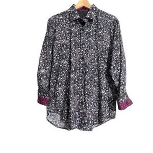 Robert Graham Abstract Cotton Button Down Flip Cuff  Medium